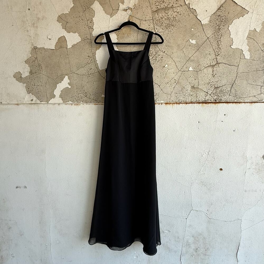Minimalist Black‎ Chiffon Evening Gown Formal Maxi Dress Size 6 Adrianna Papell